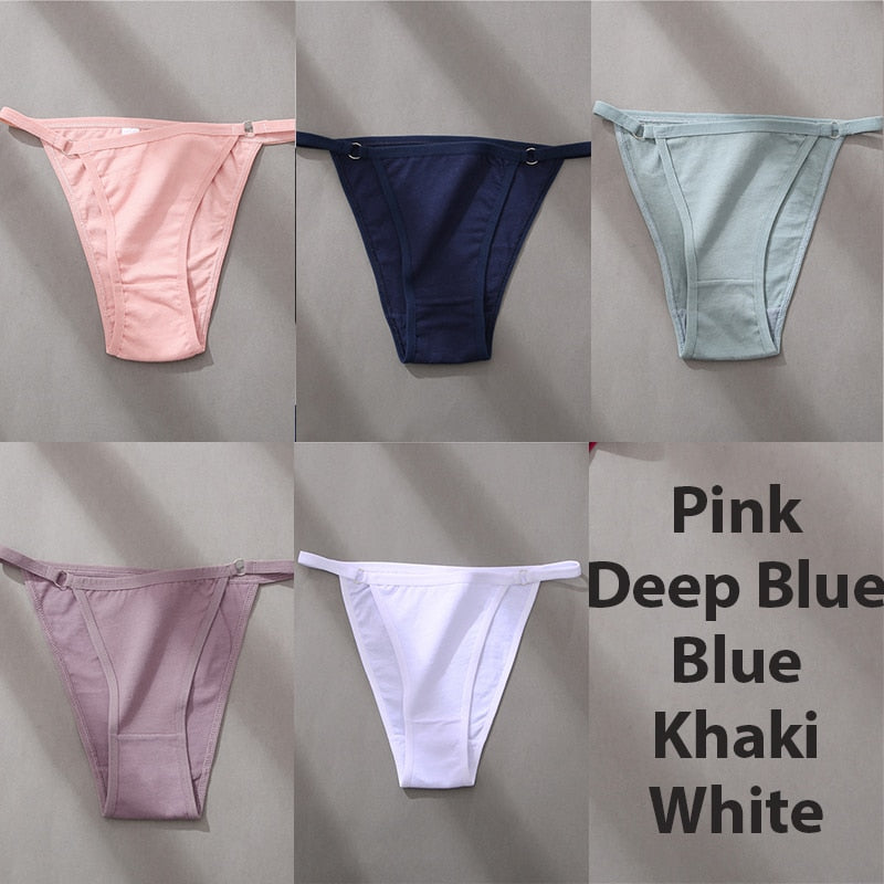 5PCS/Set Sexy Underwear Cotton Panties Women Lingerie Female Underpants Hoop Design Waistband Briefs Intimate Bikini Panty Woman