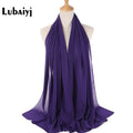 Muslim 2021 New Chiffon Hijab Scarf Women Solid Color Soft Long Shawls and Wraps Islamic Head Scarves Fashion turbante mujer