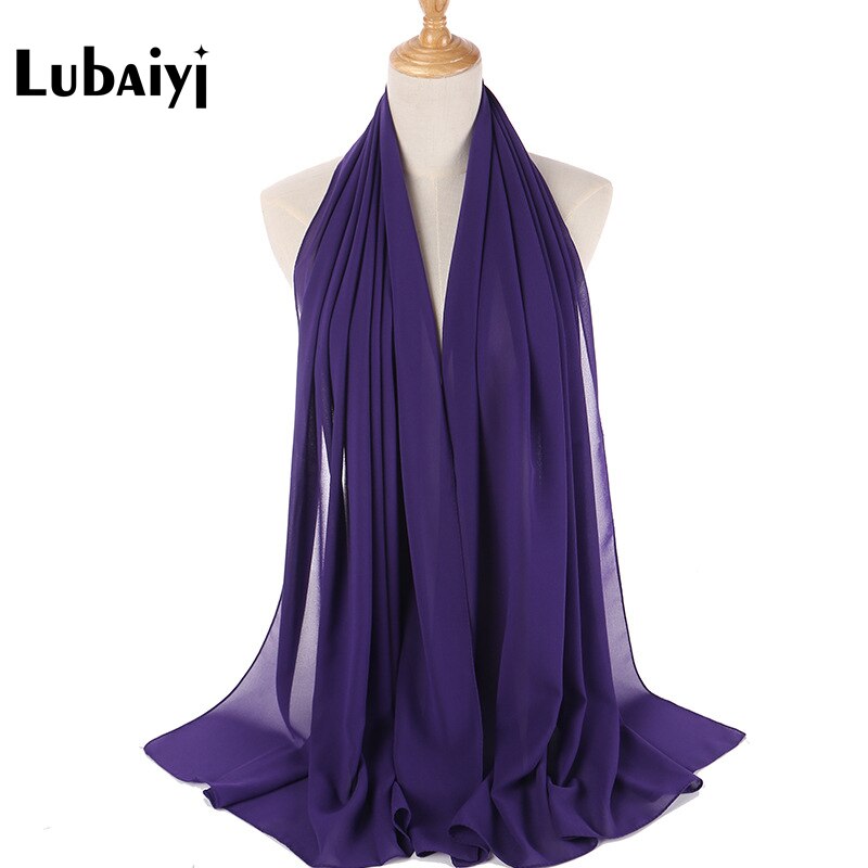 Muslim 2021 New Chiffon Hijab Scarf Women Solid Color Soft Long Shawls and Wraps Islamic Head Scarves Fashion turbante mujer