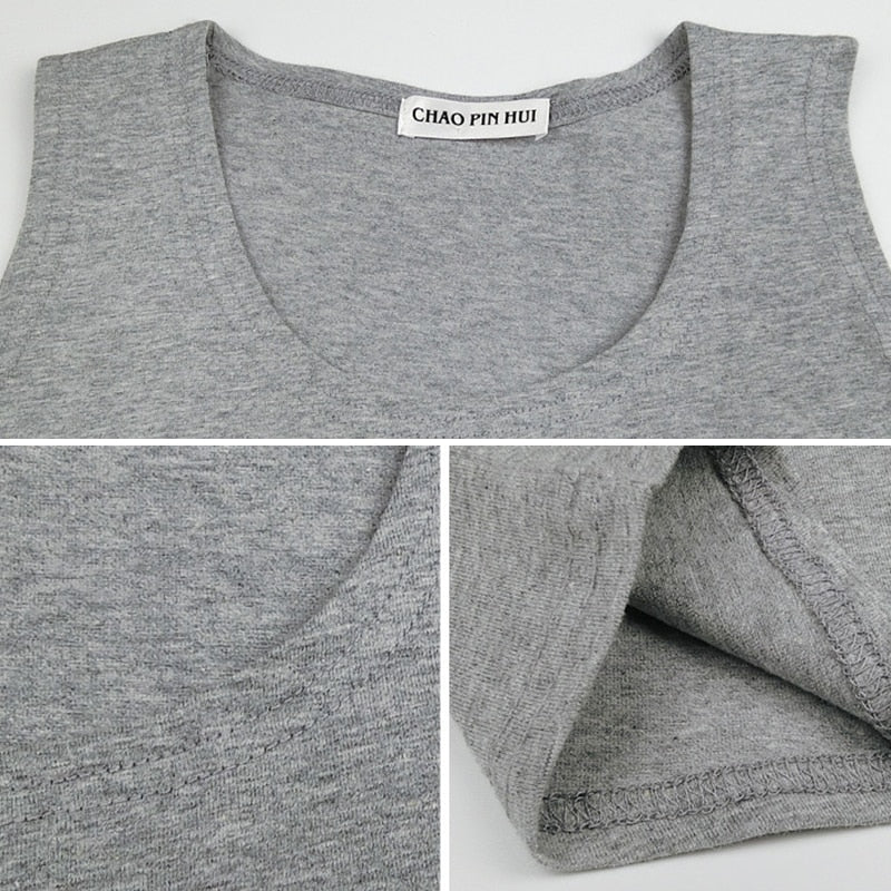 Sexy Women Round Neck Pure Color Crop Tops Patchwork  Sleeveless Camisole Tank Tops Fashion Ladies Slim Vest Tee Top T-shirt Hot