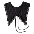 Royal Style Cotton Fake Collar Shawl Wrap Hollow Out Floral Lace Ruffled Trim Necklace Pointed Triangle Lapel Blouse