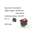 5 PCS/LOT KCD1 4 Pin 21*15mm ON-OFF Boat Car Rocker Switch 6A/250V AC 10A/125V AC With Red Blue Green Yellow Light Switch