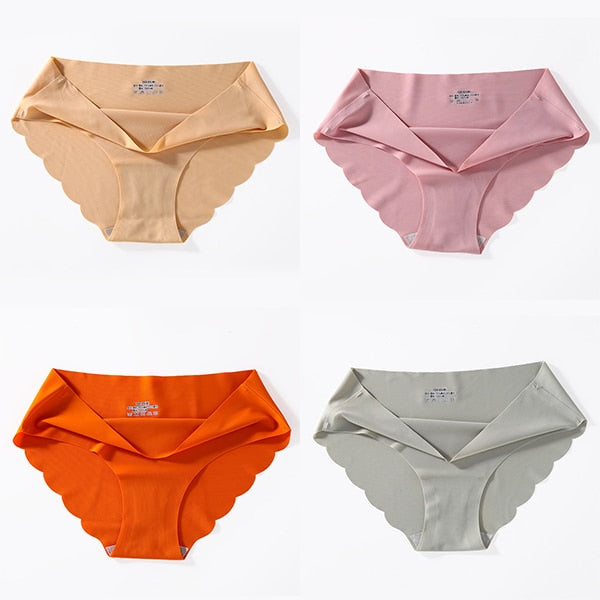 4 PCS/Lot Seamless Panties For Women Plain Panties Slip Silk Female Underwear Soft Thin Light Panti Culotte Femme Underpants