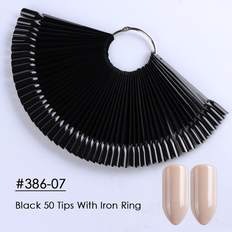 Clear Nature Black False Tips For Nail Art Display Oval Fan Style Nail Swatch Polish Stand Tips Practice Manicure Tools BEA23-2