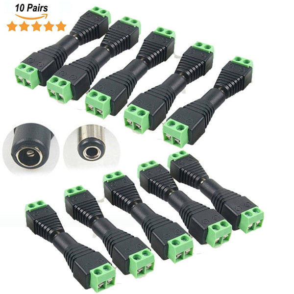 Male Female DC Connector 2.1mm*2.5mm Power Jack Adapter Plug For LED Strip Light CCTV Router Camera Home Applicance