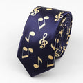 Classic Fashion Men&#39;s Skinny Tie Colorful Musical Notes Printed Piano Guitar Polyester 5cm Width Necktie Party Gift Accessory