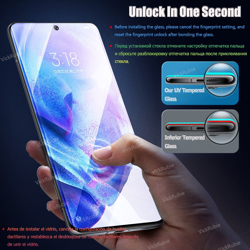 900D UV Tempered Glass For Samsung Galaxy S21 Plus Ultra S22 Screen Protector Note 20 10 9 8 Plus S10E S20 5G S 21 5G S10+ Film