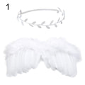 2pcs/set Cute Newborn Angel Feather Wings with Baby Girl Rose Flower Headband Hair Accessories for Infant Photography Props