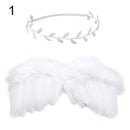 2pcs/set Cute Newborn Angel Feather Wings with Baby Girl Rose Flower Headband Hair Accessories for Infant Photography Props