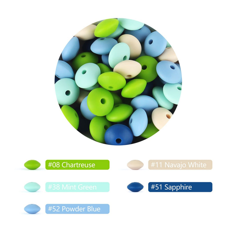 30pcs Silicone Lentil Beads BPA Free Food Grade Rodent DIY Charms Newborn Nursing Accessory Teething Necklace 12mm Abacus Bead