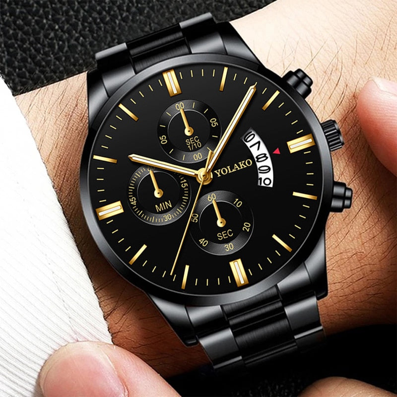 reloj hombre Fashion Men Stainless Steel Watch Luxury Calendar Quartz Wristwatch Business Watches Man Clock relogio masculino