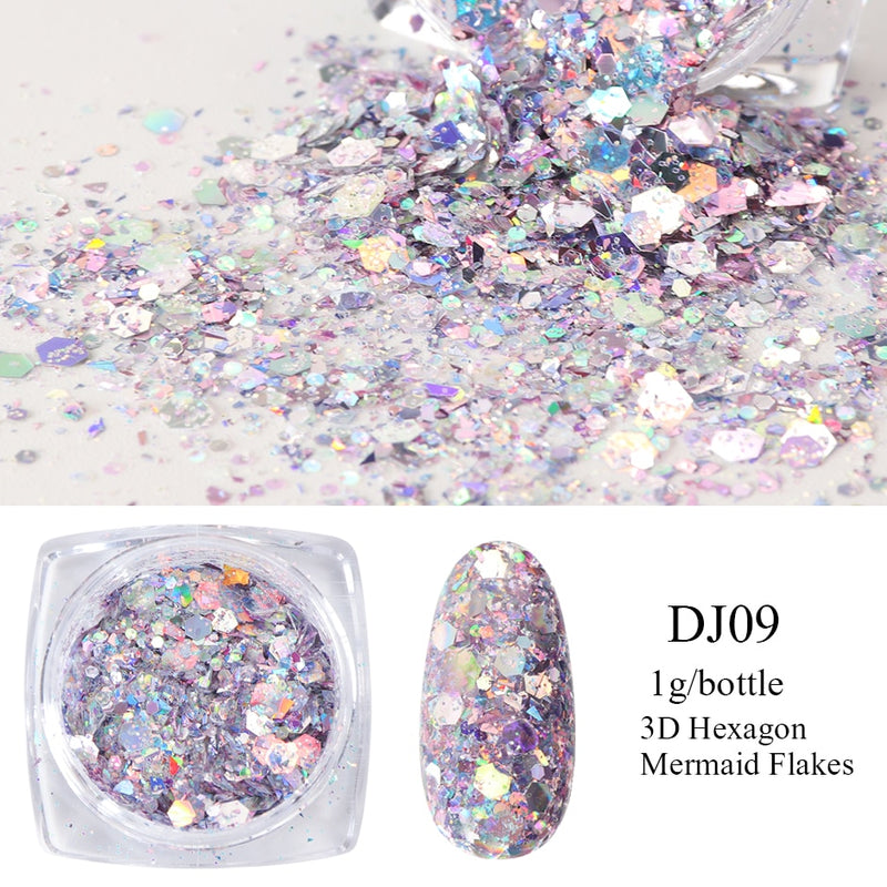 Crystal Fire Opal Flakes Nail Sequins Purple Holographic Glitter DIY Chrome Powder for Spring Nails Manicure Paillettes GL1857