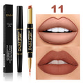 2 IN 1  Lip Liner Waterproof Matte Lipstick Pencil Contour Tint Sexy Red Matte Long Lasting Moisturizer Lipliner Cosmetics TSLM1