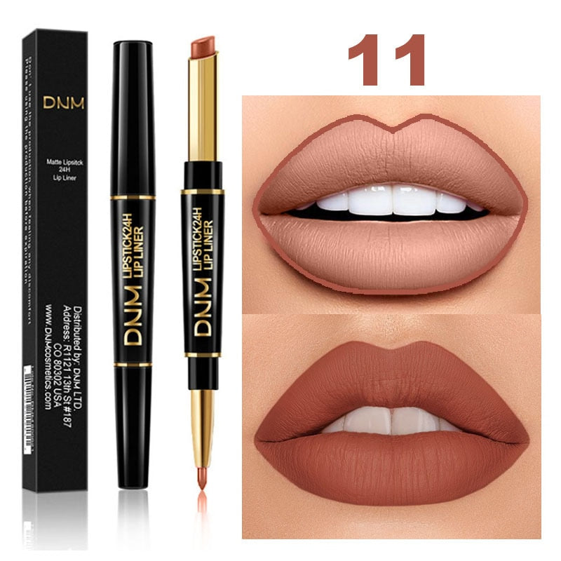 2 IN 1  Lip Liner Waterproof Matte Lipstick Pencil Contour Tint Sexy Red Matte Long Lasting Moisturizer Lipliner Cosmetics TSLM1