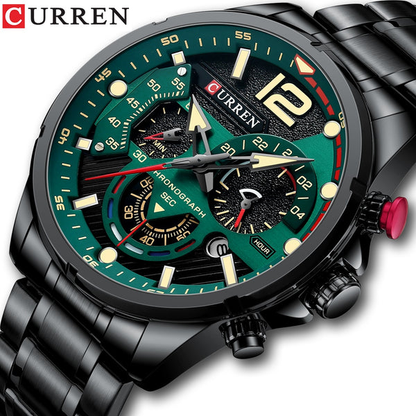 CURREN Watches Men&#39;s Sport Quartz Chronograph Wristwatches Luxury Stainless Steel Clock with Luminous Watch Relogio Masculino
