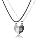 2Pcs/Lot Magnetic Couple Necklace Friendship Heart Pendant Distance Faceted Charm Necklace Women Valentine&