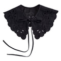 Royal Style Cotton Fake Collar Shawl Wrap Hollow Out Floral Lace Ruffled Trim Necklace Pointed Triangle Lapel Blouse
