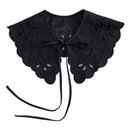 Royal Style Cotton Fake Collar Shawl Wrap Hollow Out Floral Lace Ruffled Trim Necklace Pointed Triangle Lapel Blouse