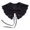 Royal Style Cotton Fake Collar Shawl Wrap Hollow Out Floral Lace Ruffled Trim Necklace Pointed Triangle Lapel Blouse
