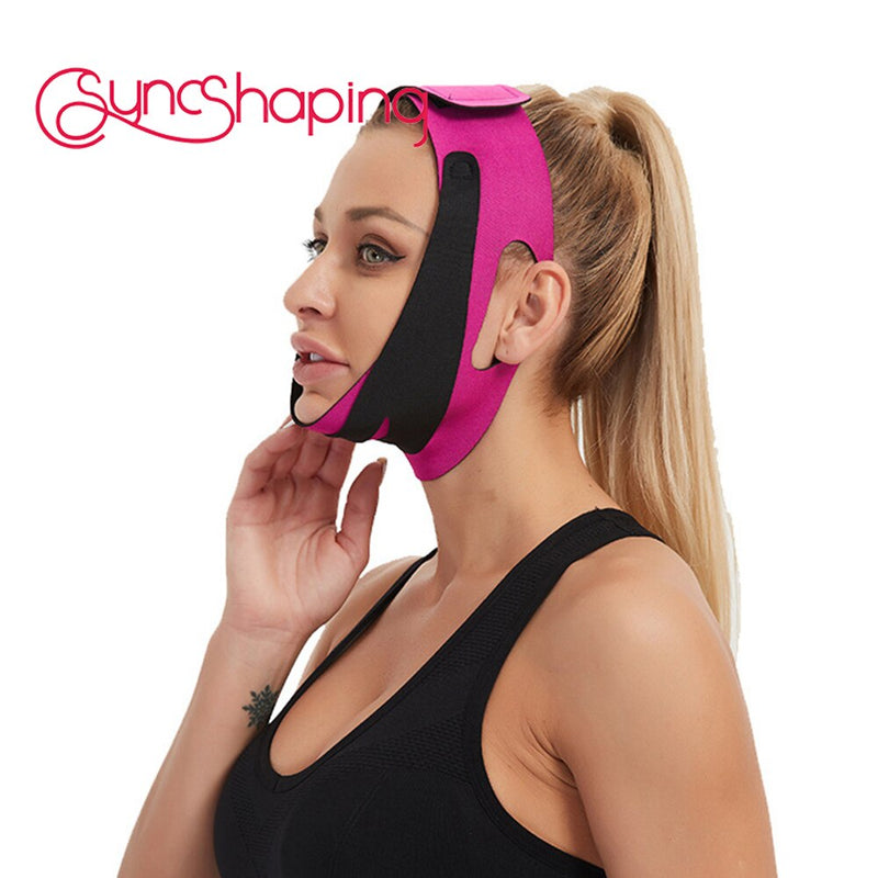 Syncshaping 1111 Face Shaper Cheek Shaping Women Elastic Face Slimming Bandage V Line  Chin Lift Up Strap Facial Massage Belt