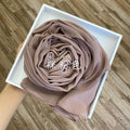 Wome&#39;s Scarves Malaysian Muslim Hijabs Wraps Pearl Chiffon Plain Solid Color Arab Modest Headscarf Rectangle Long Shawl 175x70cm