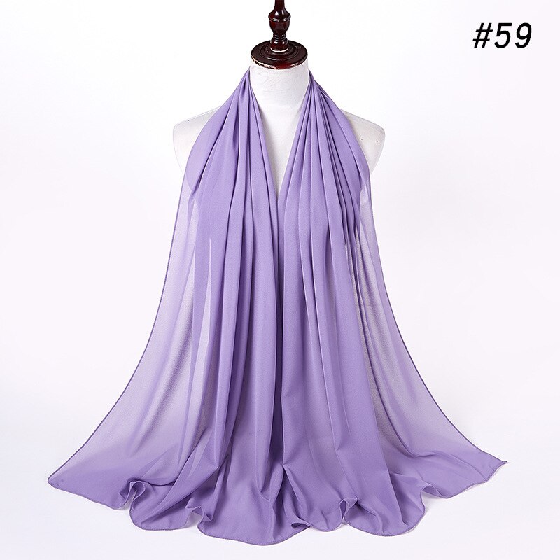 Muslim Bubble Chiffon Hijab Scarf Women Solid Color Soft Long Shawls and Wraps Georgette Head Scarves Ladies Hijabs
