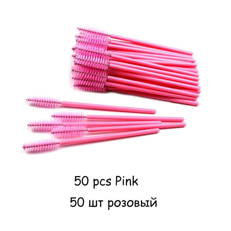 Disposable Eyelash Brush 25/50 Pcs Crystal Eye Brush Diamond Handle Mini Mascara Wands Brush Eyelash Extension Makeup Brush Set