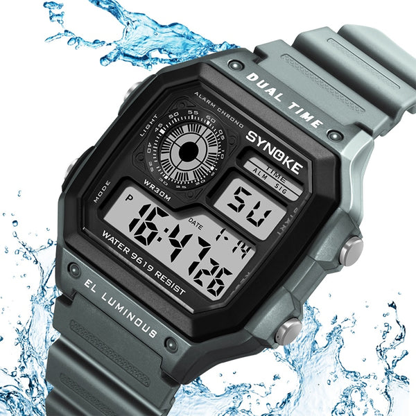 SYNOKE Military Sports Watch Digital Watch LED Men Clocks Relojes Deportivos Waterproof Luminous Alarm Clock Male 2019
