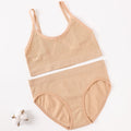 Seamless Women Bra Briefs Set Push Up Bra Crop Top High Waist Panties Sexy Lingerie Set Low Back Bralette Fitness Underwear Set