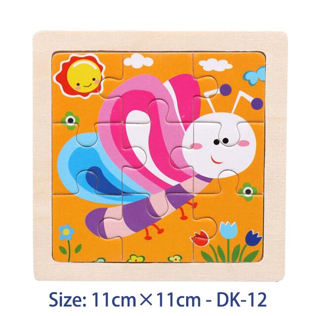 11X11CM Kids Wooden Puzzle Toy Vehicle Animal Jigsaw Cartoon Animal Traffic Tangram Toys Educational Toys Puzzles for Kids Gifts