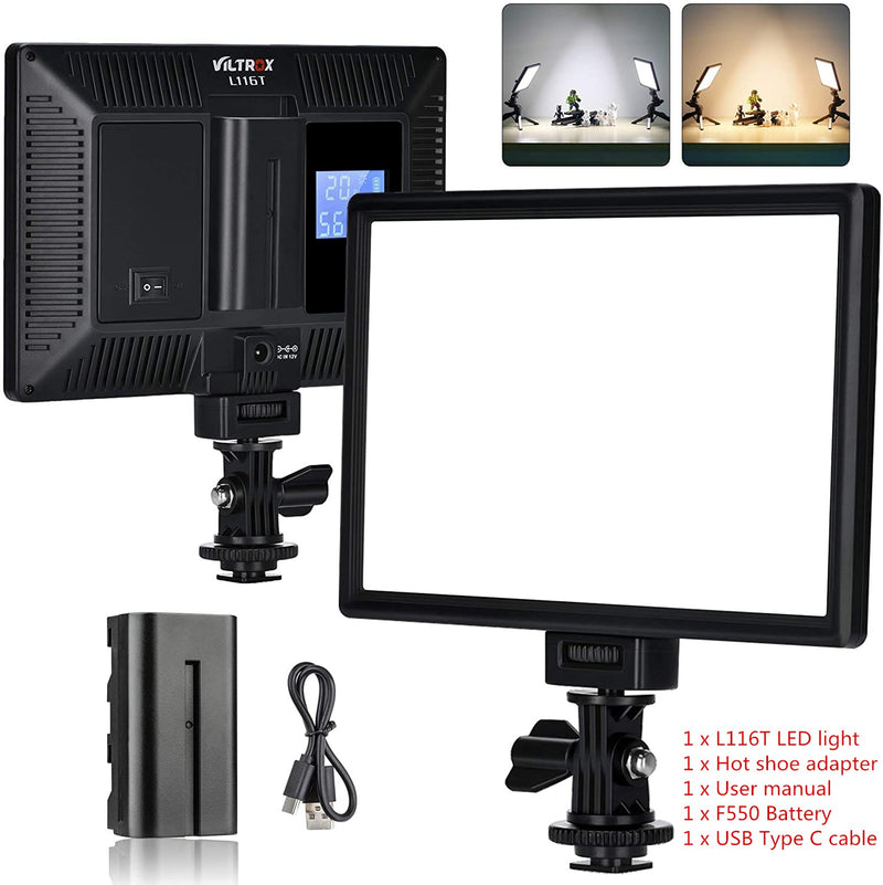 Viltrox L116T Portable LED Video Light Ultra-thin LCD Bi-Color Dimmable DSLR Studio mini Lamp Panel for YouTube show live Camera