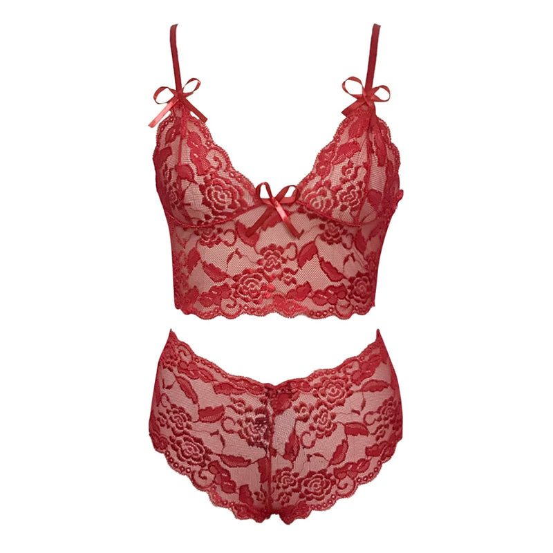 Sexy Lingerie Underwear Suits For Women Black Shorts Solid Lace White Vest Camisole Tube Top Panties Flower Printed Christma