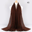 2021 NEW Flocked Bubble Cotton Scarf Hijabs For Muslim Women Soild Color Breathable Islamic Headscarf Arab Head Scarves