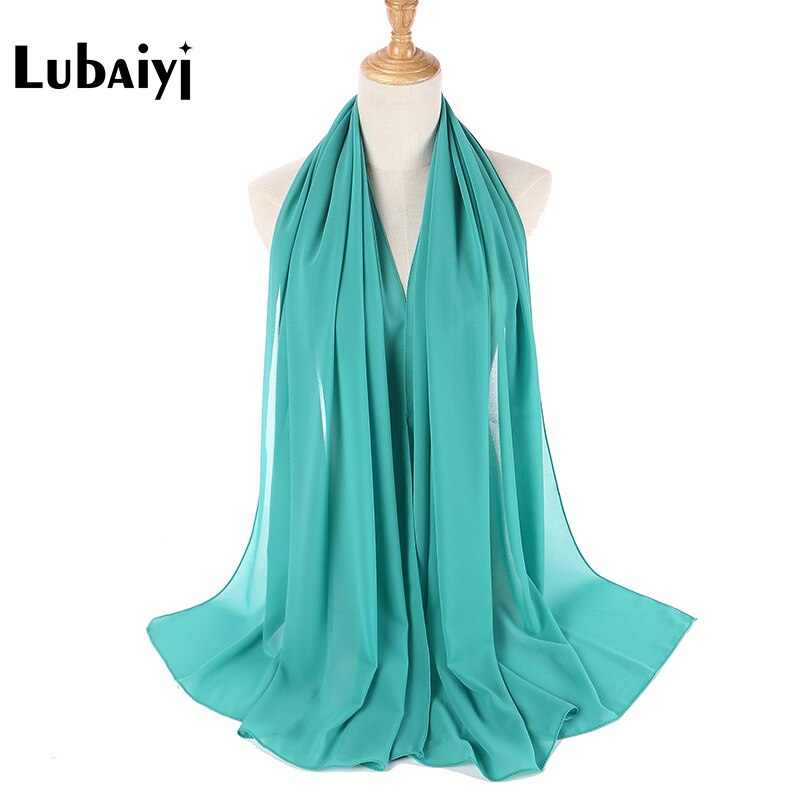 Muslim 2021 New Chiffon Hijab Scarf Women Solid Color Soft Long Shawls and Wraps Islamic Head Scarves Fashion turbante mujer