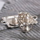 10Pcs/Set 1/12 Dollhouse Miniature Silver Metal Tea Coffee Tray Tableware Set For Dollhouse Decoration