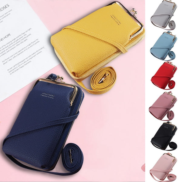 Women Wallets Brand Pu Leather Mobile Phone Bags Big Card Holders Wallet Handbag Purse Clutch Shoulder Crossbody Bags Lady 2022