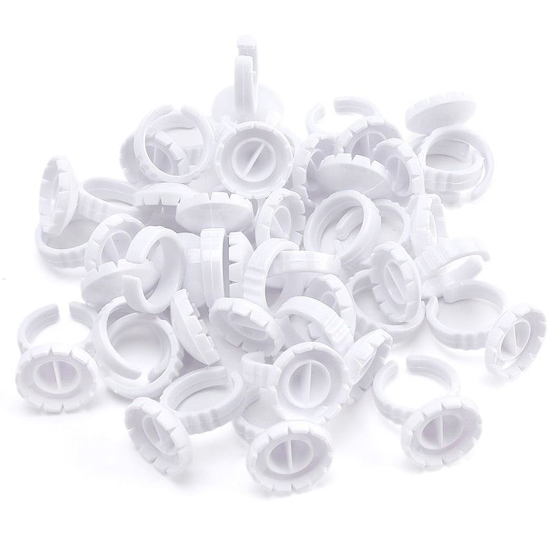 Wholesale 50/100Pcs Disposable Eyelash Glue Fan Cup Rings Holder  Container Tattoo Pigment Eyelash Extension Tools Lash Supplies