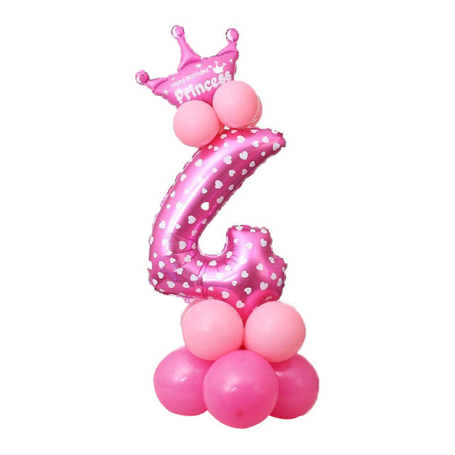 Happy Birthday Balloon 1 2 3 4 5 6 Foil Balloons Air Baloons 1st Birthday Party Decorations Kids Babyshower Baby Shower Boy Girl