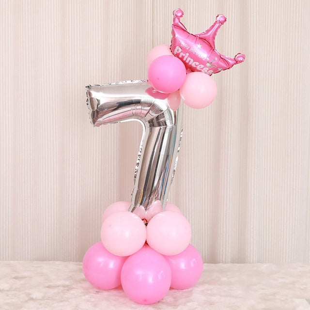 Happy Birthday Balloon 1 2 3 4 5 6 Foil Balloons Air Baloons 1st Birthday Party Decorations Kids Babyshower Baby Shower Boy Girl