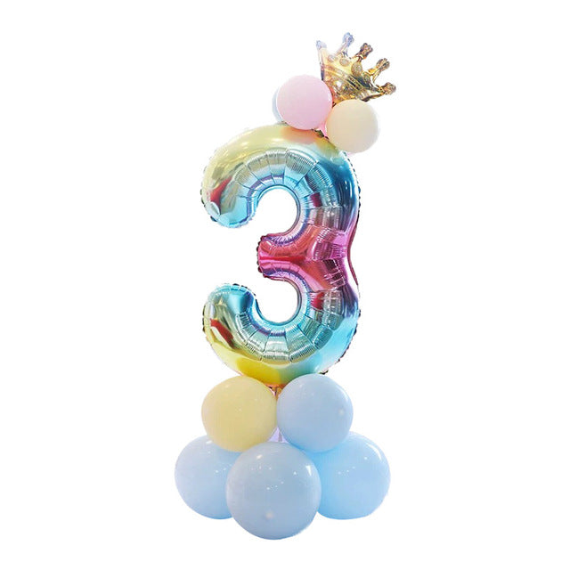 Happy Birthday Balloon 1 2 3 4 5 6 Foil Balloons Air Baloons 1st Birthday Party Decorations Kids Babyshower Baby Shower Boy Girl