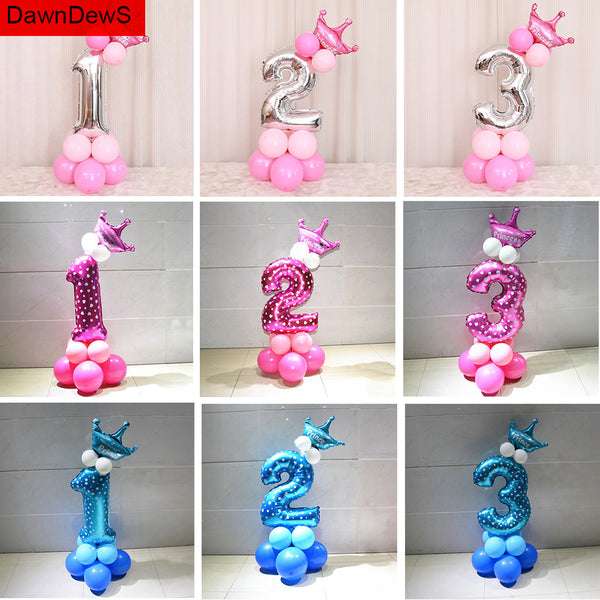 Happy Birthday Balloon 1 2 3 4 5 6 Foil Balloons Air Baloons 1st Birthday Party Decorations Kids Babyshower Baby Shower Boy Girl