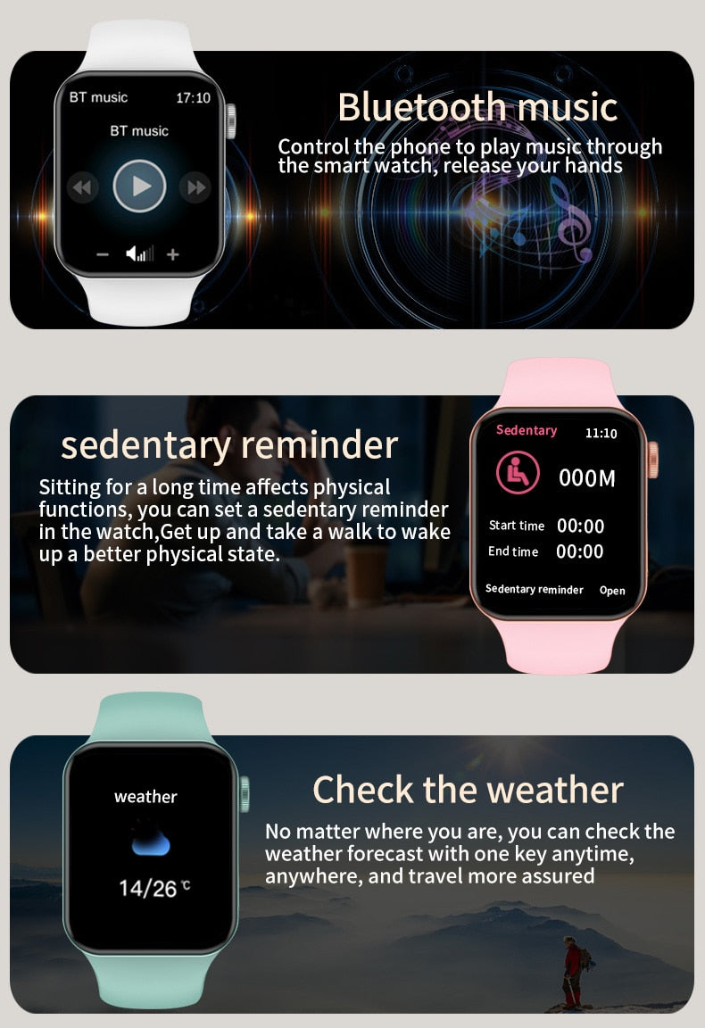 IWO Series 7 Smart Watch DIY Face Heart Rate Men Women Fitness Tracker Smartwatch For Android Xiaomi IOS Phone PK I7 X8 T700 Max