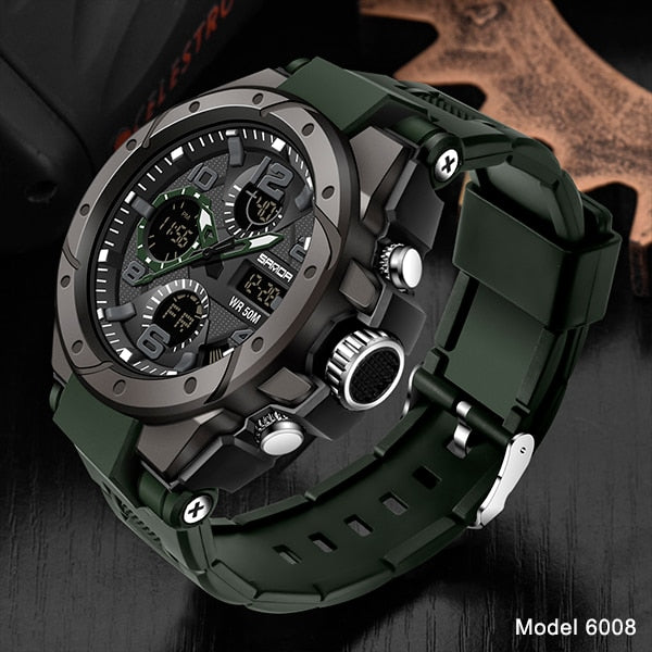 SANDA Top Luxury Watches Men Military Army Mens Watch Waterproof Sport Wristwatch Dual Display Watch Male Relogio Masculino