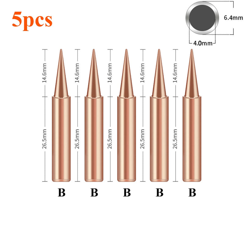 5Pcs 900M-T-I 900M-T-B Pure Copper Iron Tip Soldering Tip Rework Station Welding Head BGA Soldering Tools Branding Iron Welding