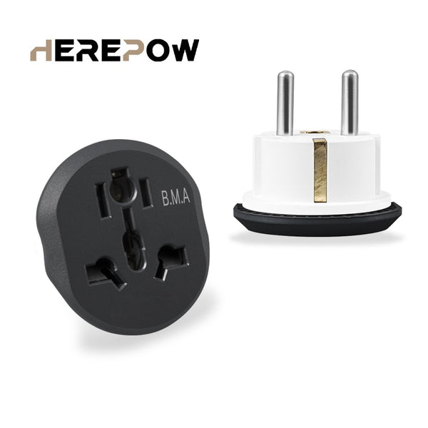 Herepow Universal Plug Converter FR AU US UK To EU Travel Adapter High Quality Home Plug Adapter 16A 250V Wall Electric Socket