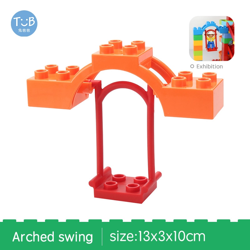 Blocks Amusement Park Accessory Slide Ladder Swing Seesaw Carousel Big Large-particle City Building Children&