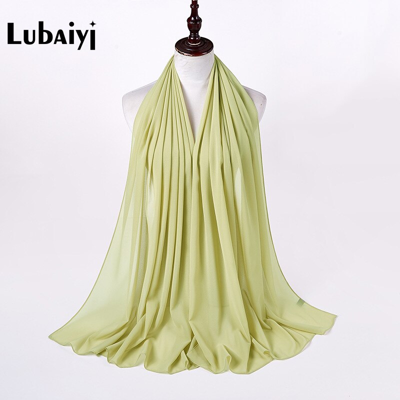 Muslim 2021 New Chiffon Hijab Scarf Women Solid Color Soft Long Shawls and Wraps Islamic Head Scarves Fashion turbante mujer