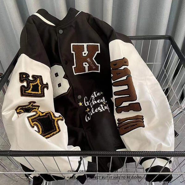 2021 street retro Letter embroidery baseball uniform cotton bomber jacket women winter loose all-match casual thickened jacket