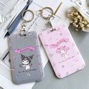 Kawaii Sanrio Keychain Cartoon Cat Sliding Card Holder Student Meal Card Bus Card Holder Lady Id Card Credit Card Holder Lanyard