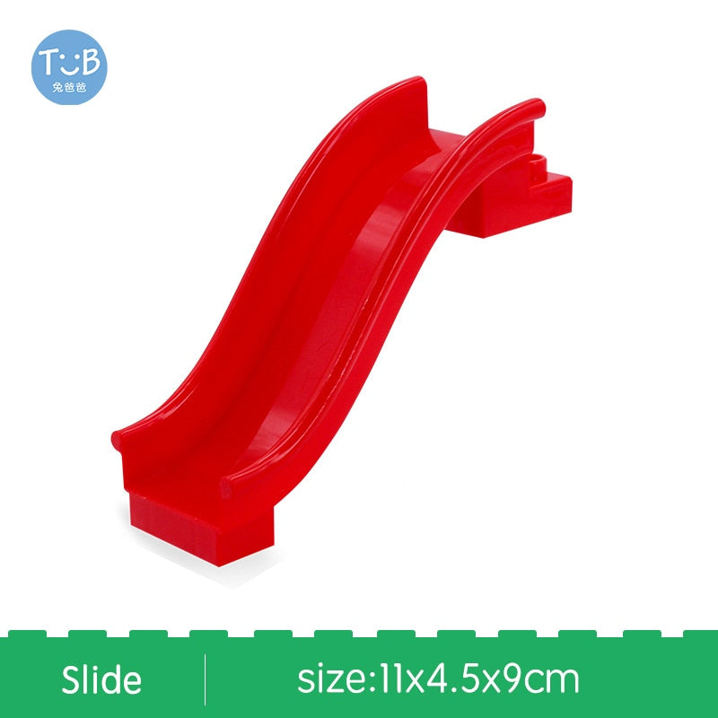 Blocks Amusement Park Accessory Slide Ladder Swing Seesaw Carousel Big Large-particle City Building Children&